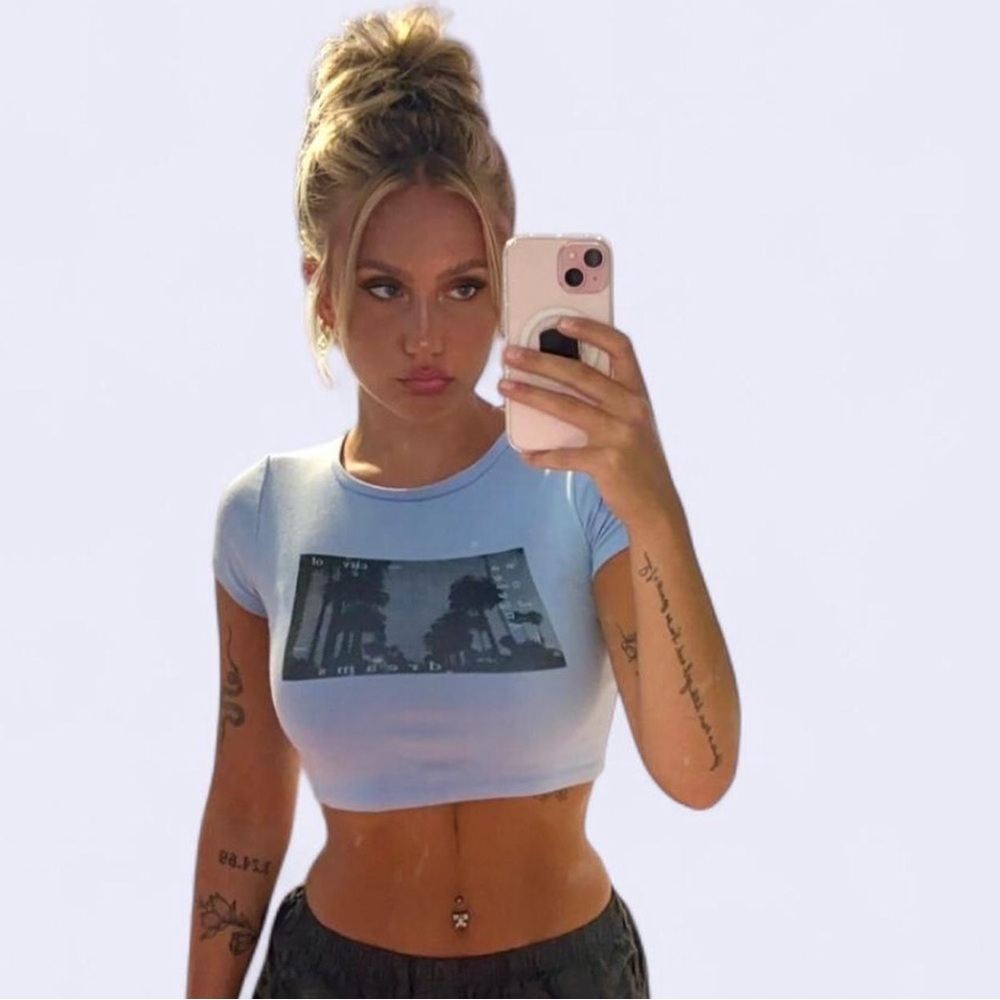 GARAGE Blue Graphic Crop Top